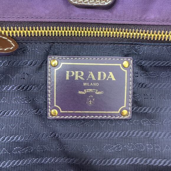 Prada Tessuto Nylon Jacquard Logo Tote in Viola Purple 16"x10" Shoulder Tote Bag - Picture 10 of 16
